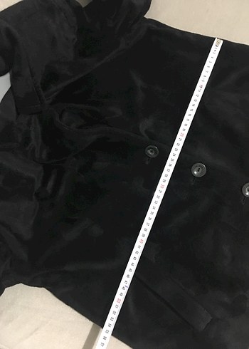 Düğmeli Siyah Süet Midi Kadın Kaban - Görsel 20