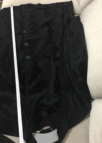 Düğmeli Siyah Süet Midi Kadın Kaban - Görsel 15