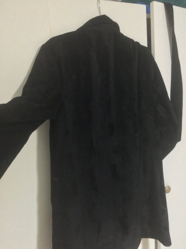 Düğmeli Siyah Süet Midi Kadın Kaban - Görsel 5