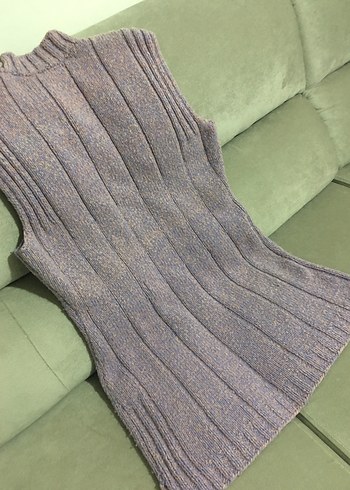 El örgüsü kalın Yelek lila pembe - Görsel 8