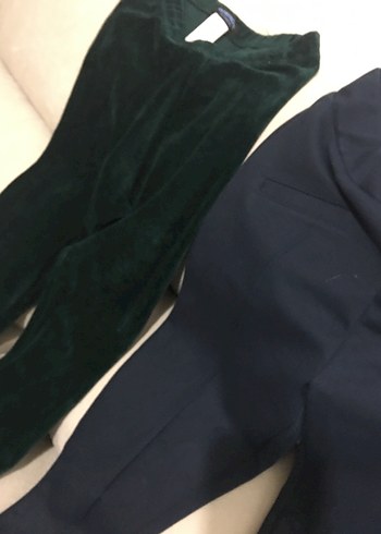 Koyu yeşil kadife koyu lacivert pamuklu - Görsel 9