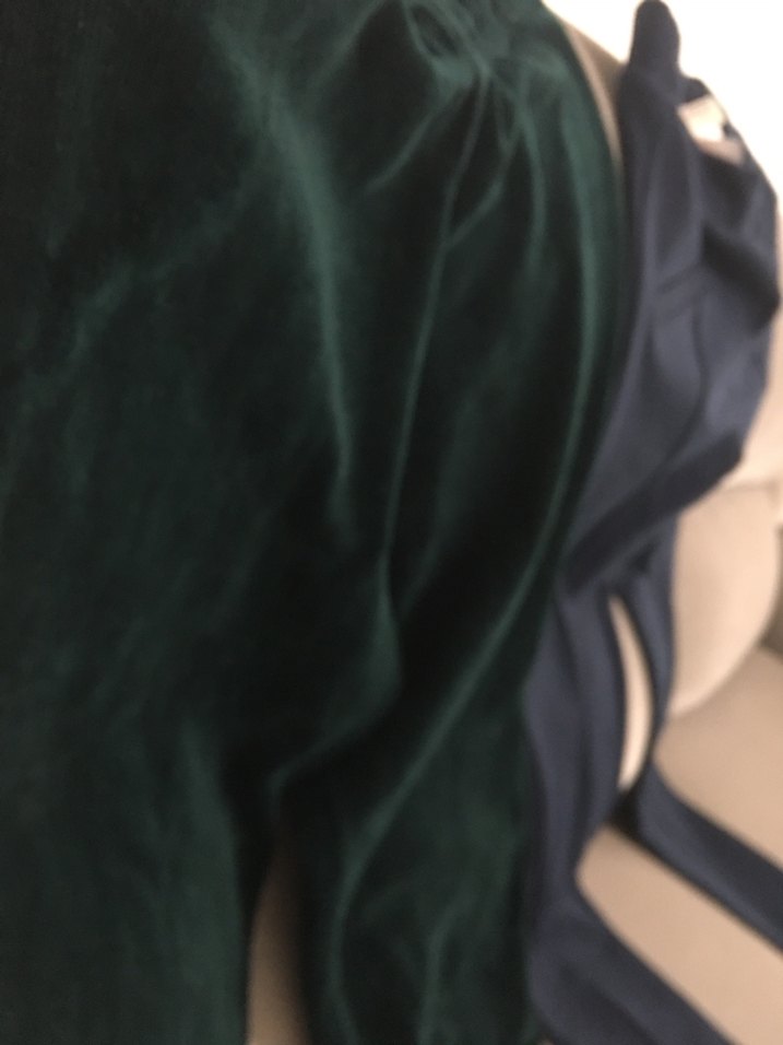 Koyu yeşil kadife koyu lacivert pamuklu - Görsel 3