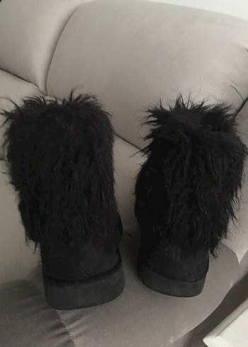 Siyah Peluş Detaylı Kadın Dolgu Topuk Bot - Görsel 8