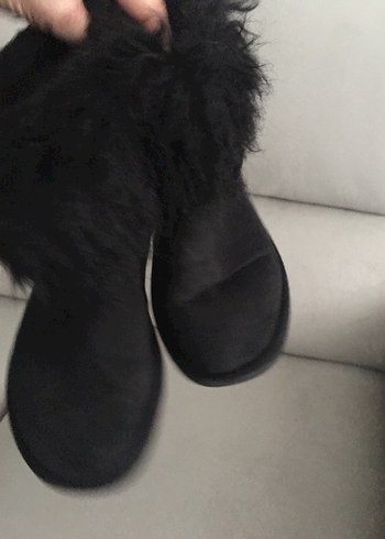 Siyah Peluş Detaylı Kadın Dolgu Topuk Bot - Görsel 10