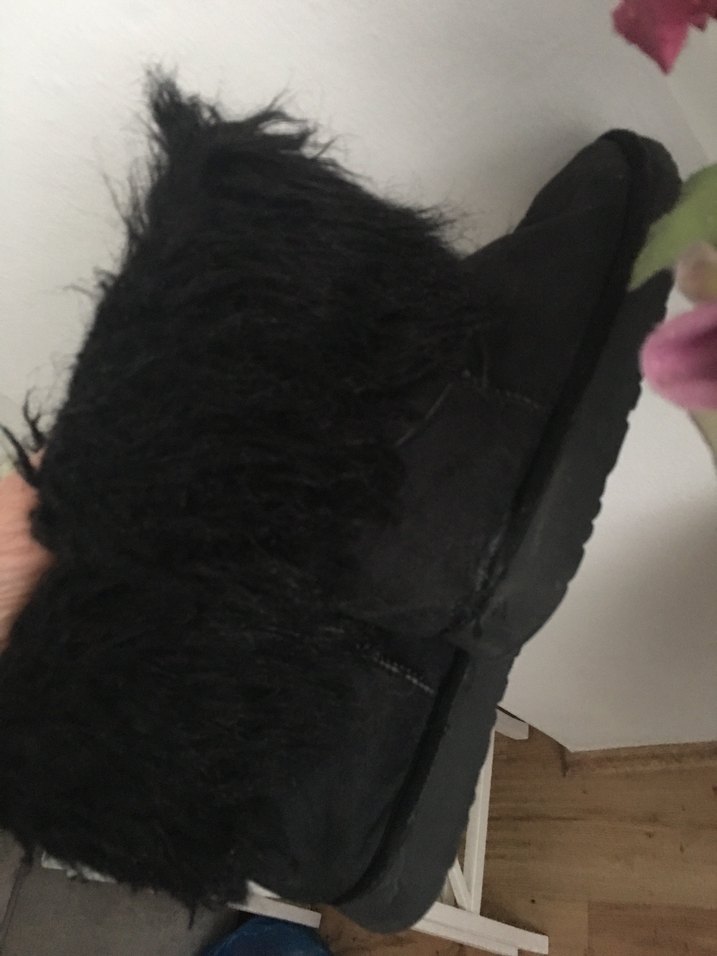 Siyah Peluş Detaylı Kadın Dolgu Topuk Bot - Görsel 5