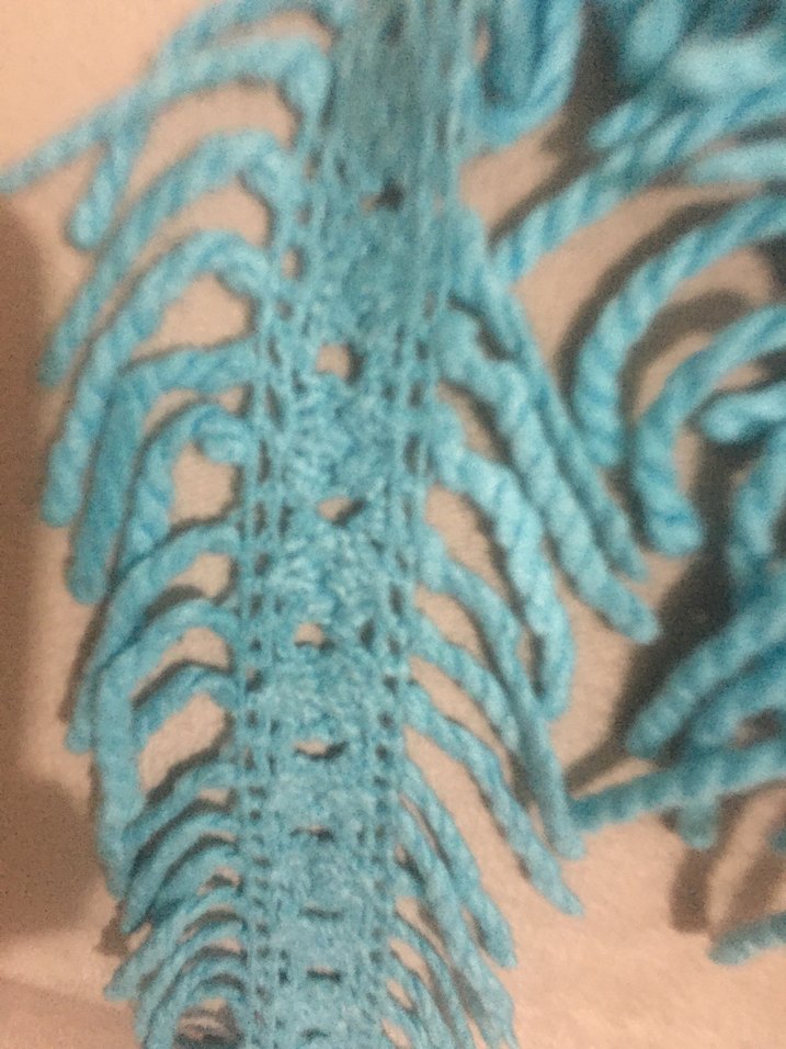 Püsküllü Turkuaz Örgü Kadın Şal - Görsel 5