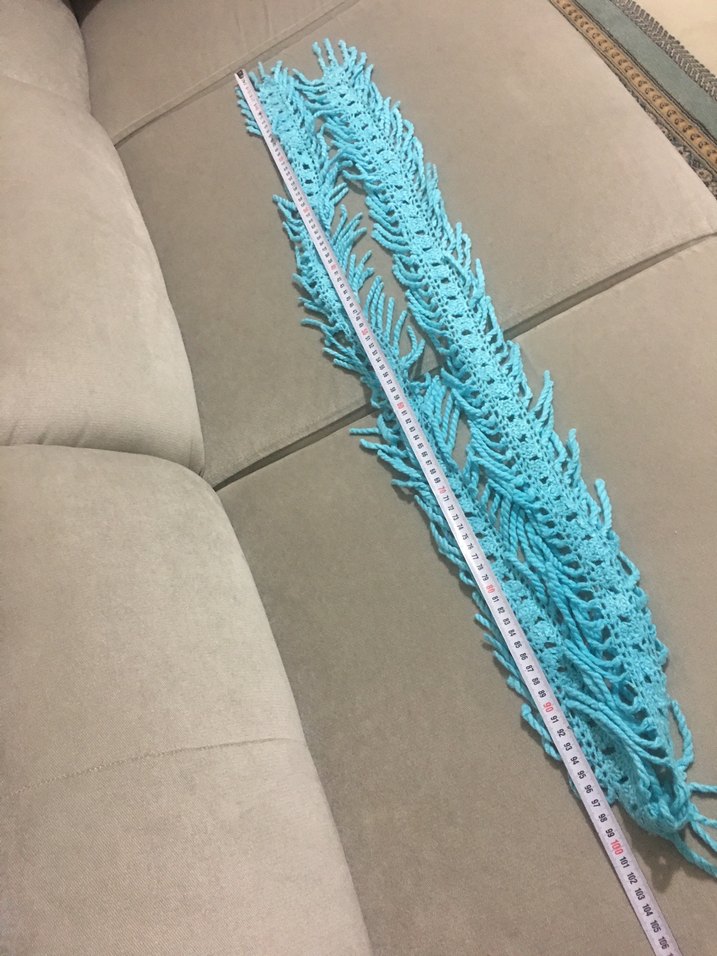 Püsküllü Turkuaz Örgü Kadın Şal - Görsel 3