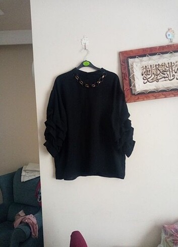 Moda SLM siyah yazlık bayan gömlek 42 