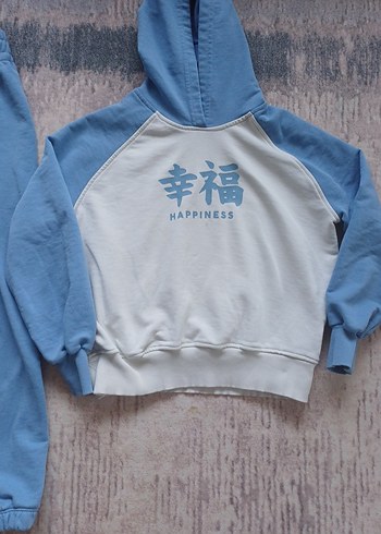 Mavi Kapüşonlu Sweatshirt ve Eşofman Takımı - Görsel 2