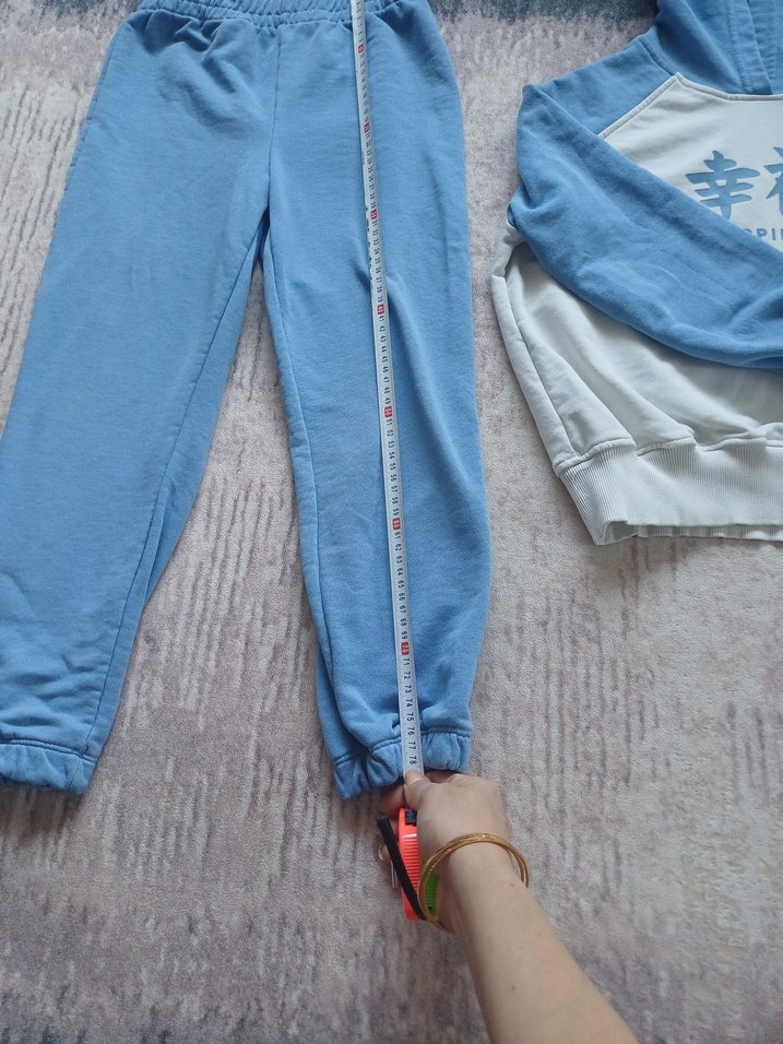 Mavi Kapüşonlu Sweatshirt ve Eşofman Takımı - Görsel 5