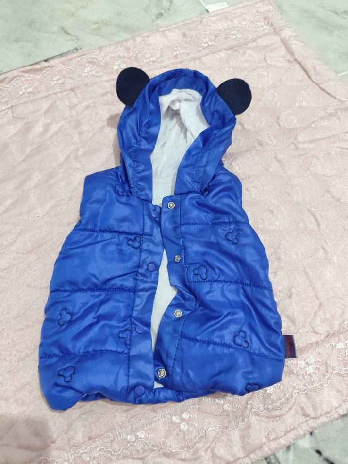 Kapüşonlu Mavi Erkek Çocuk Yelek - Görsel 2