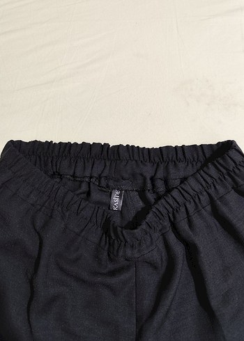 Siyah Keten Midi Kadın Pantolon - Görsel 3