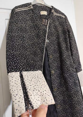 Gri Desenli Uzun Kadın Kaban - Görsel 3