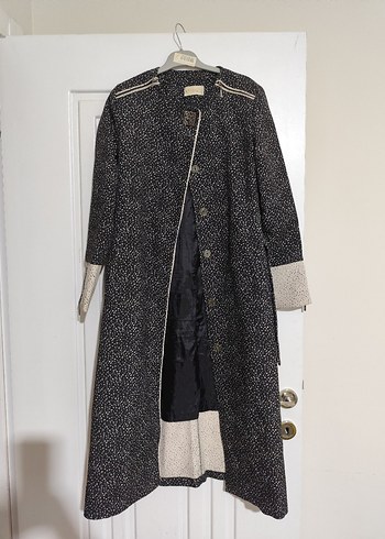 Gri Desenli Uzun Kadın Kaban - Görsel 2