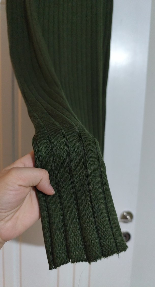 Kadın Uzun Piliseli Yün Etek - Haki - Görsel 2