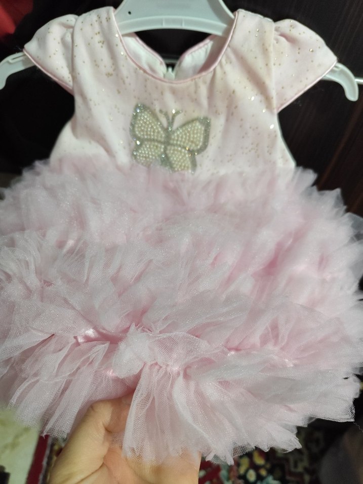 Kız Çocuk Pembe Fırfırlı Elbise - Görsel 5