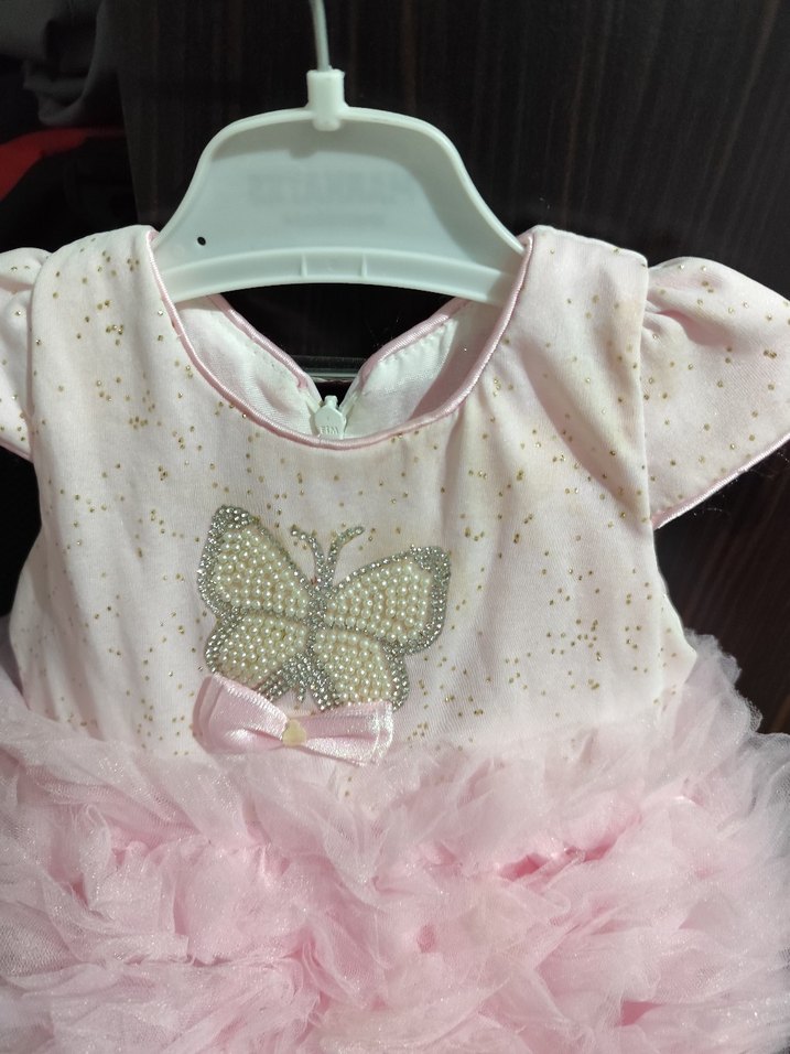 Kız Çocuk Pembe Fırfırlı Elbise - Görsel 4