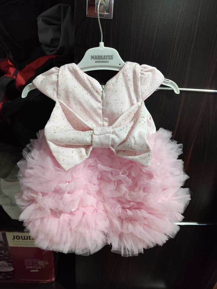 Kız Çocuk Pembe Fırfırlı Elbise - Görsel 3