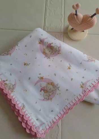 Kenar oyalı ,Renkli Desenli pazen ve müslim Bebek Battaniyesi - Görsel 5