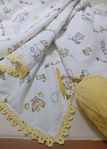 Kenar oyalı ,Renkli Desenli pazen ve müslim Bebek Battaniyesi - Görsel 3