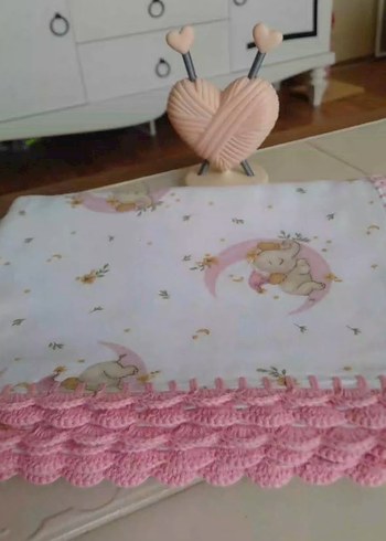 Kenar oyalı ,Renkli Desenli pazen ve müslim Bebek Battaniyesi - Görsel 4