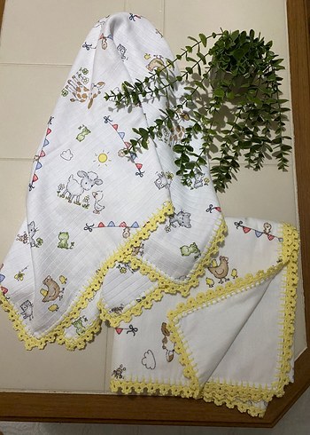 Kenar oyalı ,Renkli Desenli pazen ve müslim Bebek Battaniyesi - Görsel 2