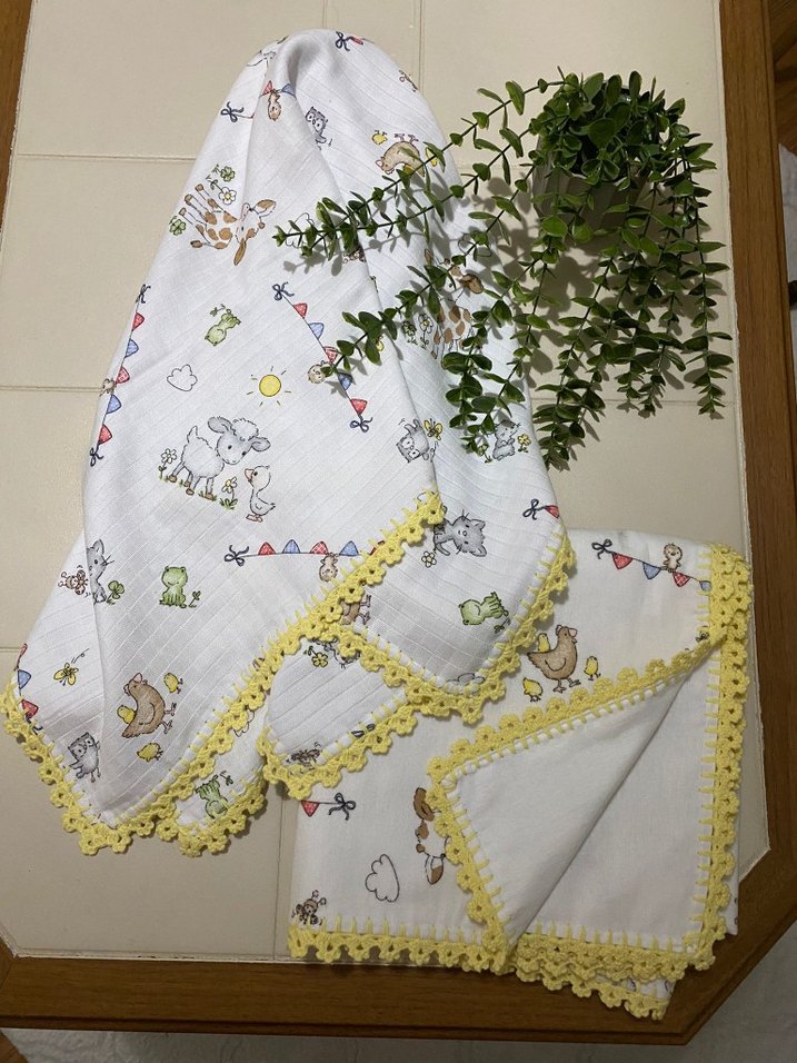 Kenar oyalı ,Renkli Desenli pazen ve müslim Bebek Battaniyesi - Görsel 2