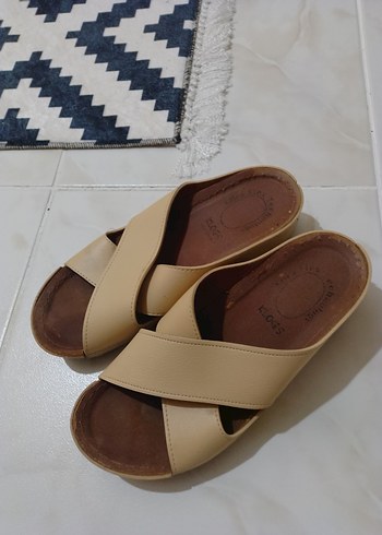 39 Beden camel Renk Bej Minimalist Kadın Terlik