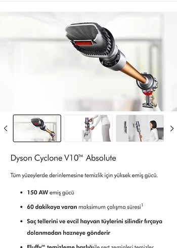 Dyson Cyclone V10 Absolute Kablosuz Elektrikli Süpürge - Görsel 3