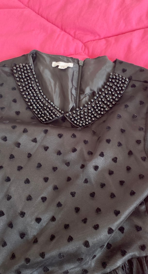 Uzun Kollu Siyah Kız Çocuk Elbise - Görsel 2