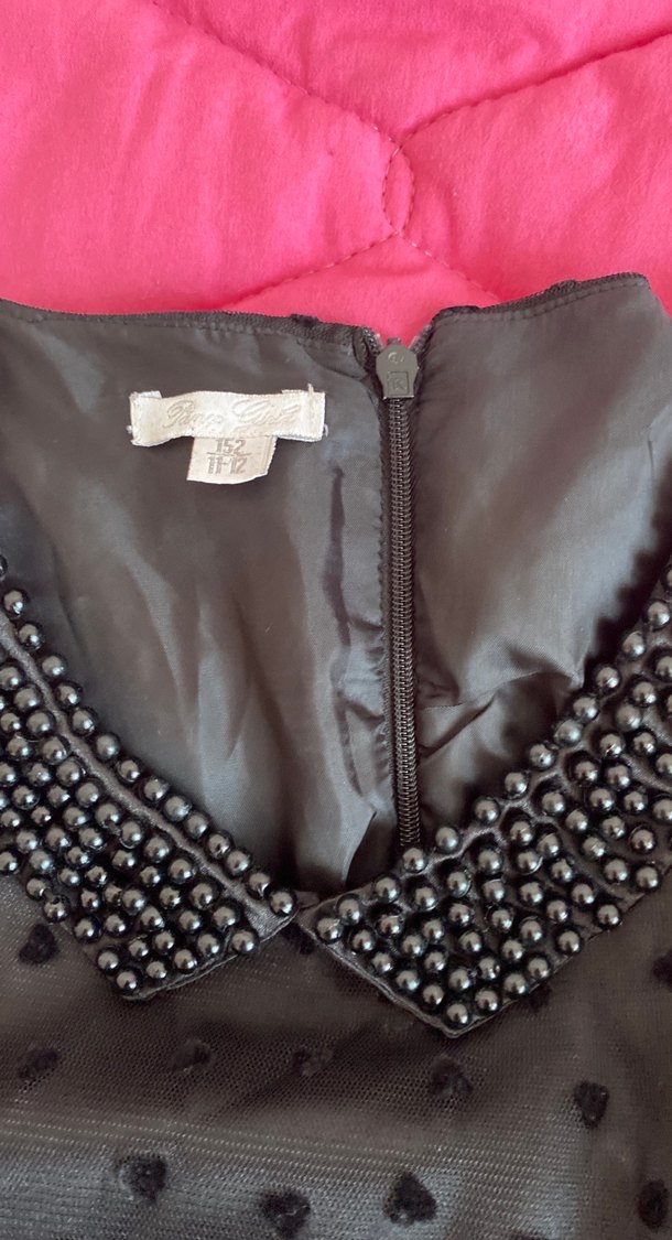 Uzun Kollu Siyah Kız Çocuk Elbise - Görsel 3