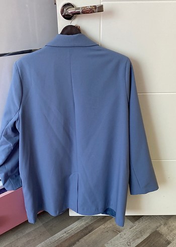 Mavi Düğmeli Kadın Midi Blazer Ceket - Görsel 5