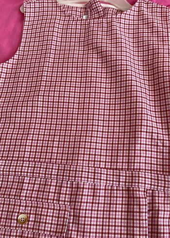 Kız Çocuk Ekose Desenli Düğmeli Elbise - Görsel 2