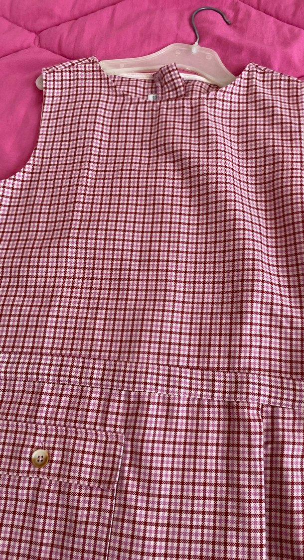 Kız Çocuk Ekose Desenli Düğmeli Elbise - Görsel 2