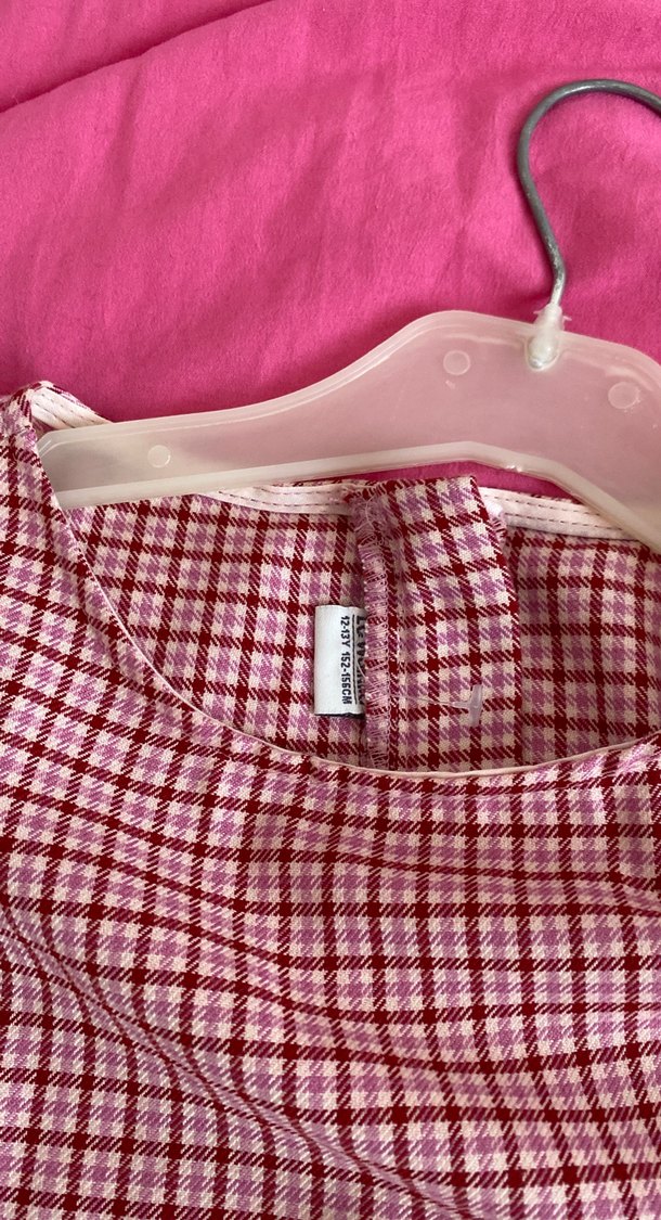 Kız Çocuk Ekose Desenli Düğmeli Elbise - Görsel 3