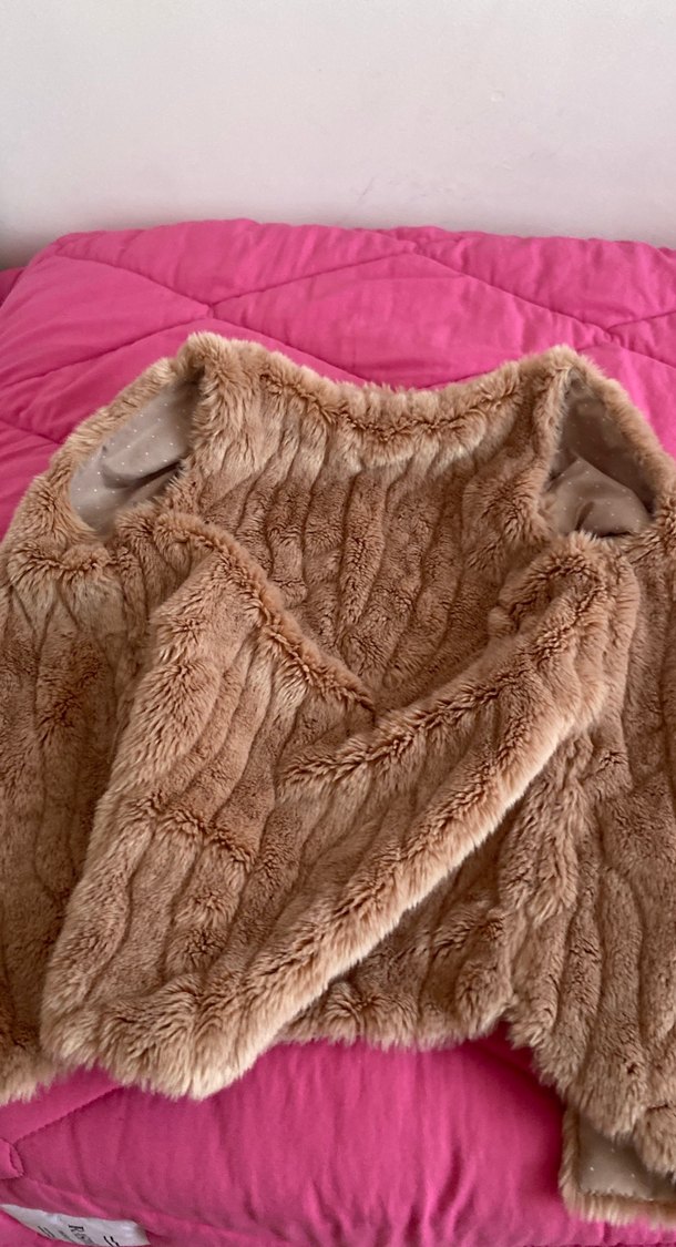 Bej Suni Kürklü Kadın Yelek Mango - Görsel 3