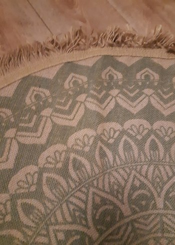 Bej ve Gri Nakışlı Bohem Yuvarlak Halı - Görsel 2