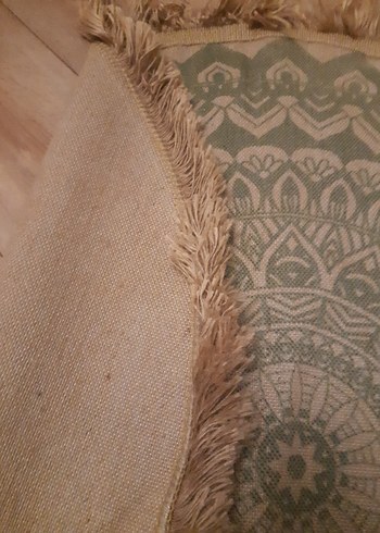 Bej ve Gri Nakışlı Bohem Yuvarlak Halı - Görsel 3