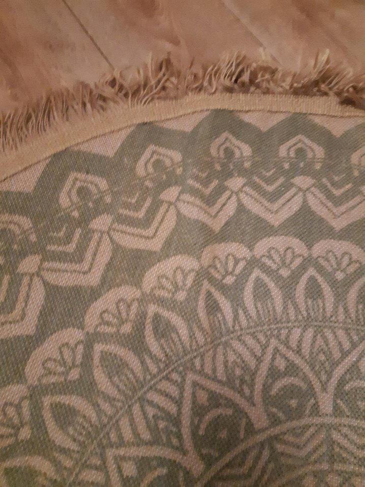 Bej ve Gri Nakışlı Bohem Yuvarlak Halı - Görsel 2