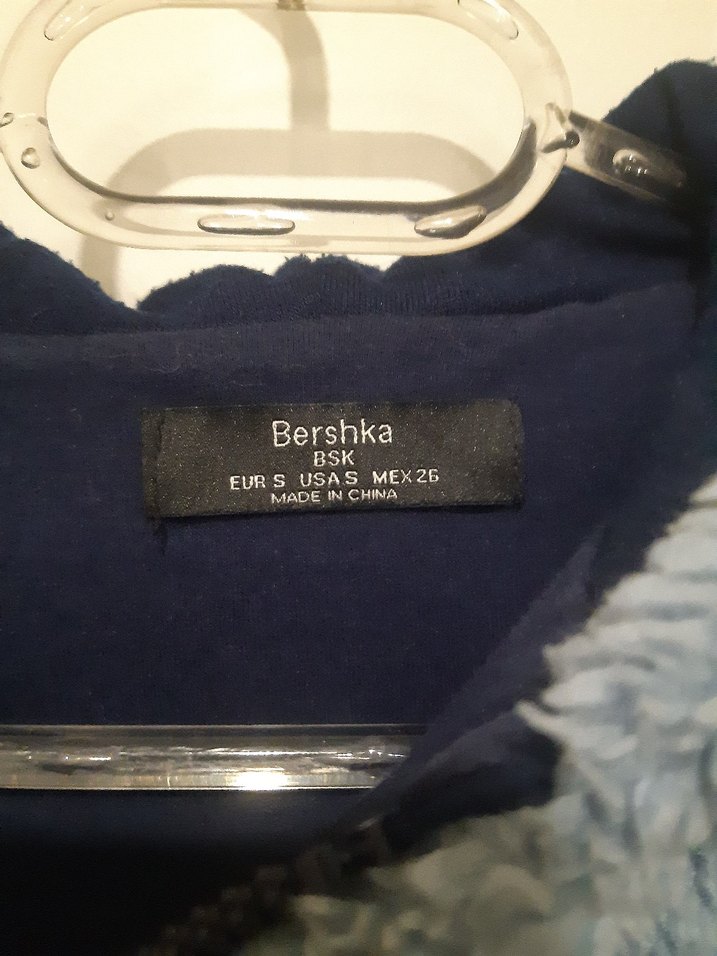 Mavi Kapüşonlu Peluş Kadın Mont - Görsel 3