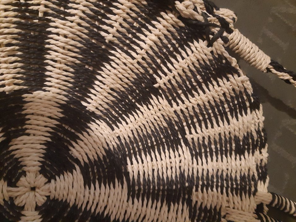 Zebra Desenli Zincir Detaylı Bohem Örgü Çanta - Görsel 3