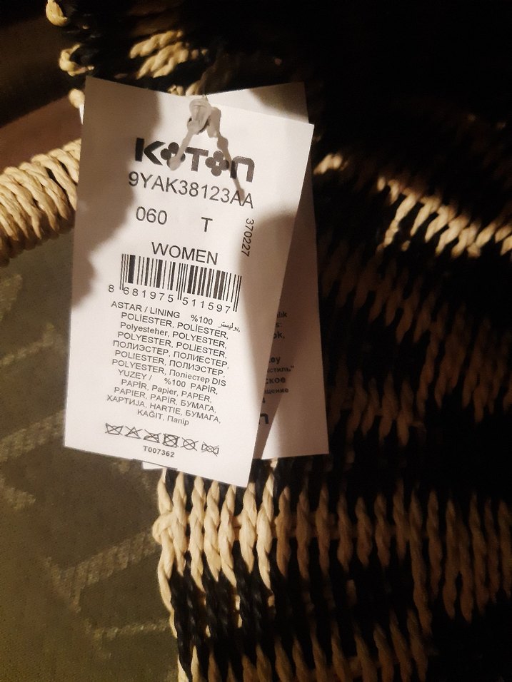 Zebra Desenli Zincir Detaylı Bohem Örgü Çanta - Görsel 5