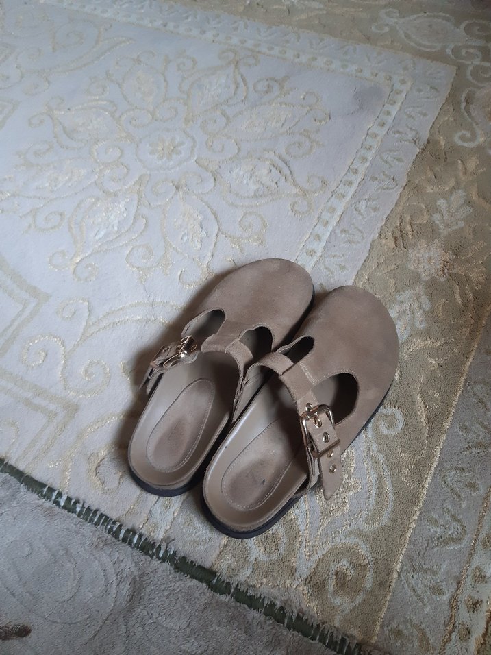 Bej Süet Tokalı Kadın Terlik - Görsel 2