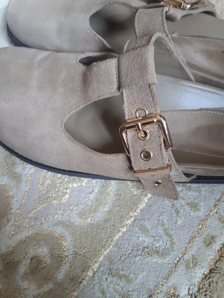 Bej Süet Tokalı Kadın Terlik - Görsel 3