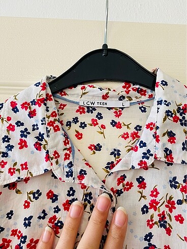 l Beden lcw marka uzun kollu çiçekli baharlık gömlek