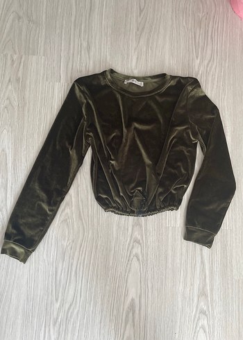 Kadın yeşil Süet Mini Sweatshirt