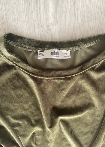 m Beden Kadın yeşil Süet Mini Sweatshirt
