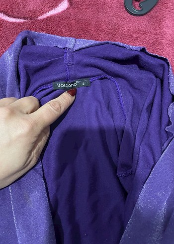 Mor V Yaka Drapeli Bluz - Görsel 4