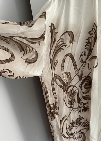 l Beden Kimono Baskılı Beyaz Bohem Tarz