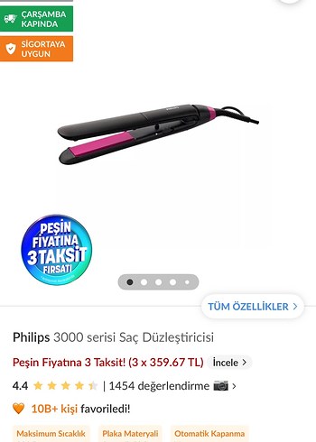Philips 3000 Serisi Pembe Saç Düzleştirici